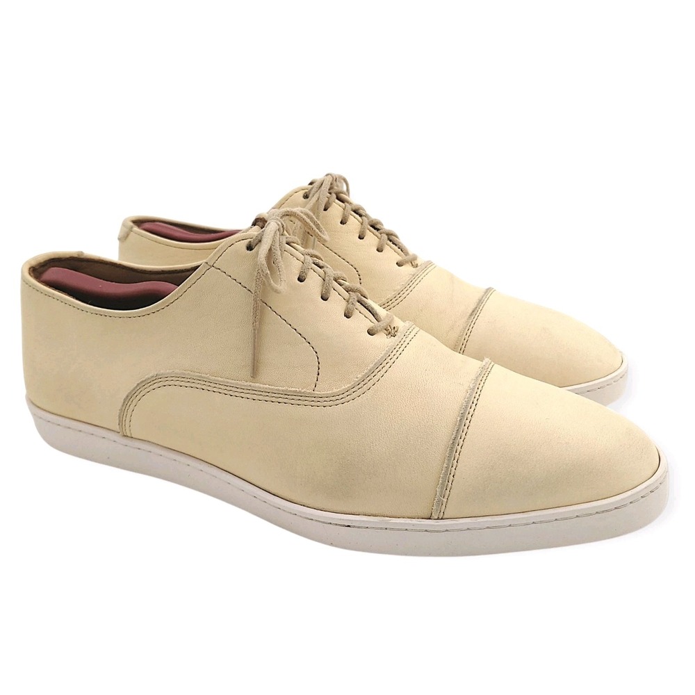 Allen Edmonds Park Avenue Oxford Dress Sneakers Mens 8 D Cream Leather Rare